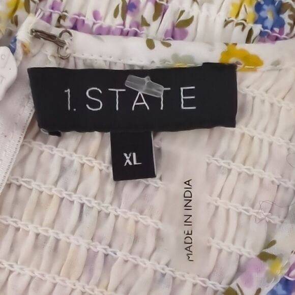 1. State White Floral Smocked Blouse NWT - Picture 6 of 7
